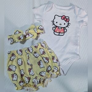 Hello Kitty White & Yellow 3-Piece Baby Set with Bow Bloomers